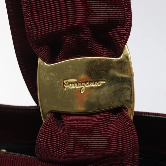 Salvatore Ferragamo Hand Bag Canvas Red Gold Auth - Picture 7 of 16